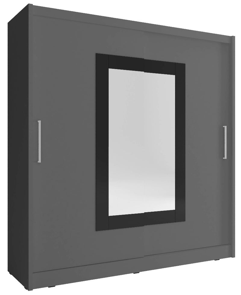 Wiki II Sliding Door Wardrobe 200cm [Grey] - White Background