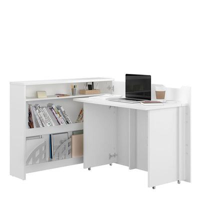 Work Concept Convertible Hidden Desk With Storage [White] - Interior Layout