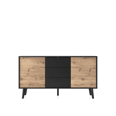 Willow Large Sideboard Cabinet 154cm [Drawers] [Black] - Front Angle