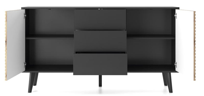 Willow Large Sideboard Cabinet 154cm [Drawers] [Black] - Interior Layout