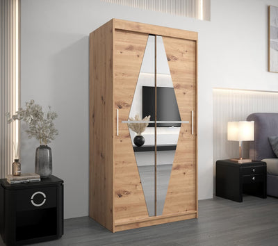 Boliwia Sliding Door Wardrobe 100cm [Oak} - Lifestyle Image