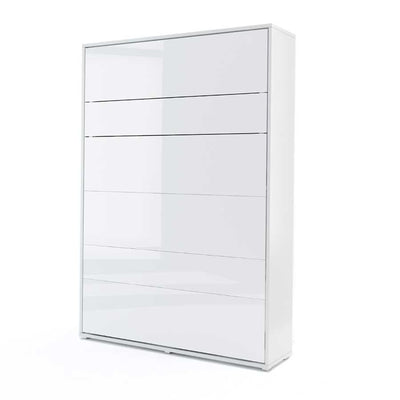 BC-01 Vertical Wall Bed Concept 140cm [White Gloss] - White Background