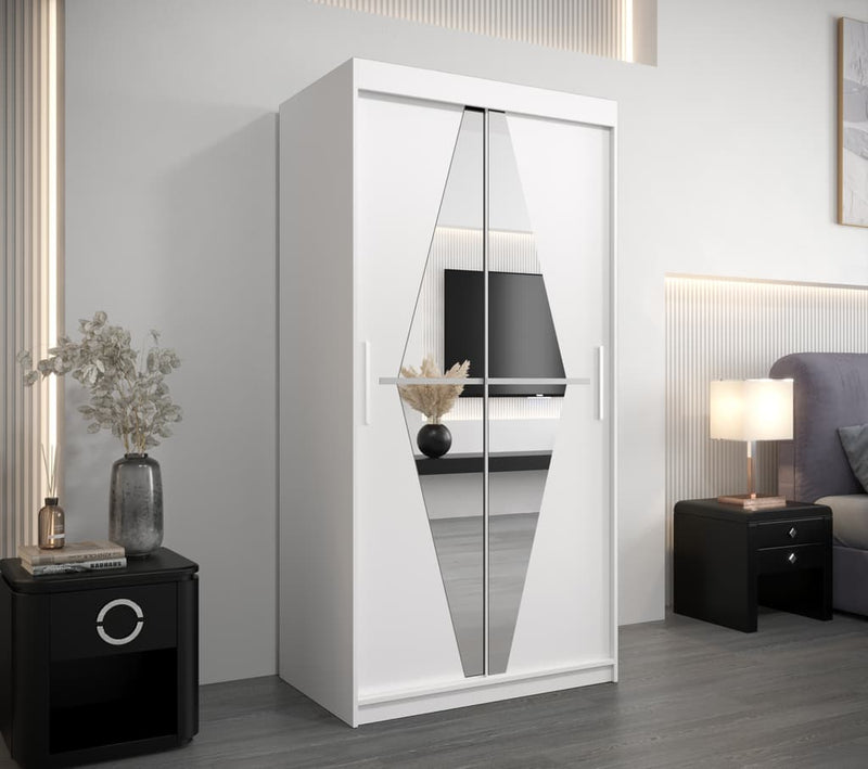 Boliwia Sliding Door Wardrobe 100cm [White] - Lifestyle Image