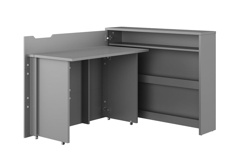 Work Concept Convertible Hidden Desk With Storage [Grey] - Interior Layout