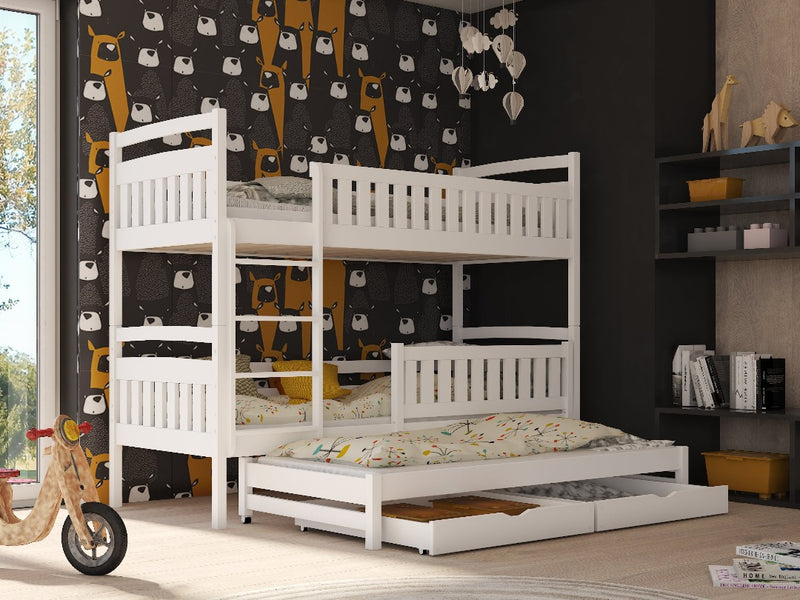 Blanka Bunk Bed with Trundle and Storage [White Matt] - Product Arrangement 