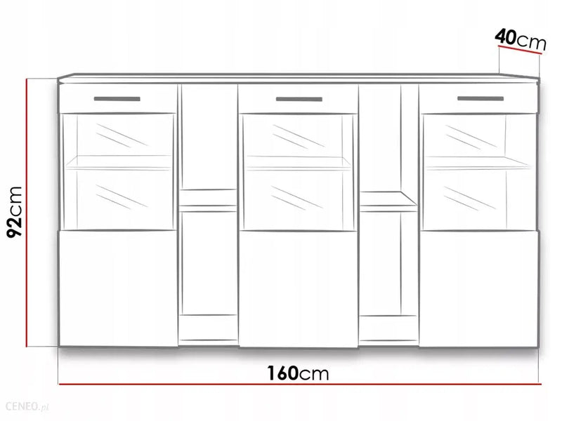 Dorade Display Sideboard Cabinet in White Gloss and Black
