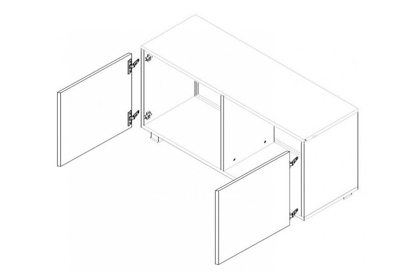 Calabrini TV Cabinet 100cm [Black] - Technical Drawing