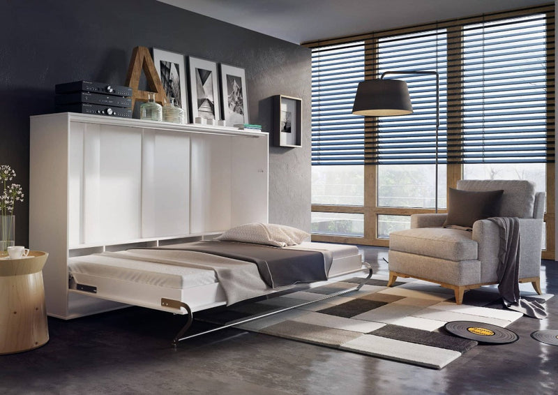 CP-04 Horizontal Wall Bed Concept 140cm [White Matt] - Product Arrangement 