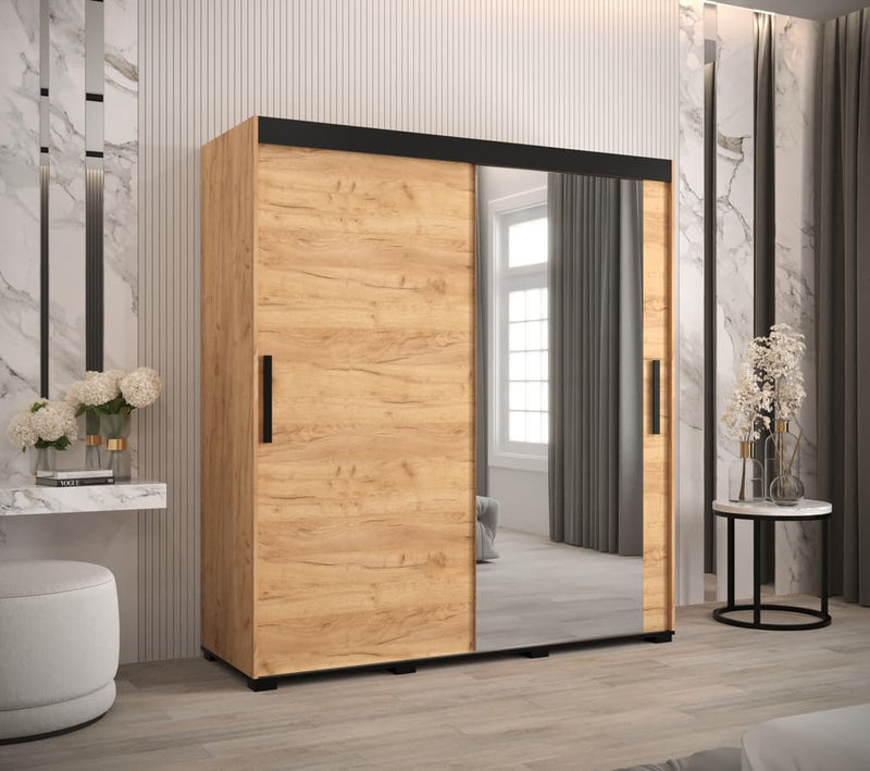 Bergamo T2 Sliding Door Wardrobe 180cm [Oak] - Lifestyle Image