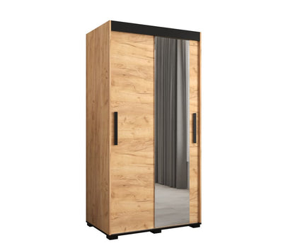 Bergamo T2 Sliding Door Wardrobe 100cm [Oak] - White Background