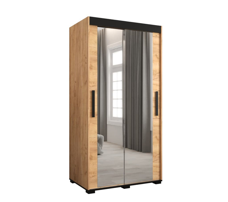 Bergamo T3 Sliding Door Wardrobe 100cm [Oak] - White Background