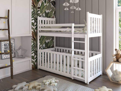 Wooden Bunk Bed Cris with Cot Bed [White] - Product Arrangement #2