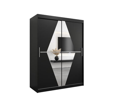 Boliwia Sliding Door Wardrobe 150cm [Black] - White Background 