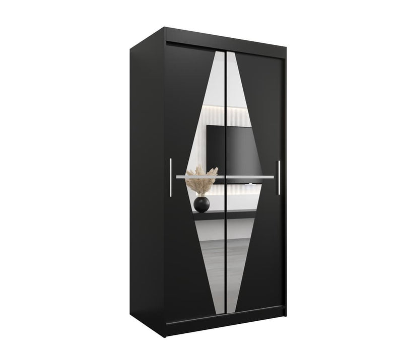 Boliwia Sliding Door Wardrobe 100cm [Black] - White Background