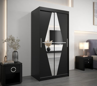 Boliwia Sliding Door Wardrobe 100cm [Black] - Lifestyle Image