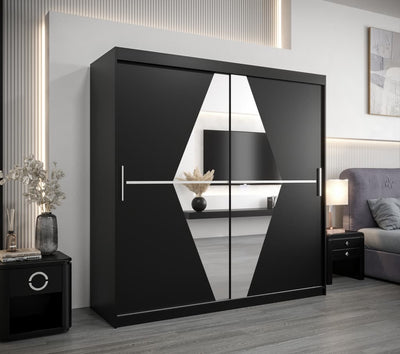 Boliwia Sliding Door Wardrobe 200cm [Black] - Lifestyle Image