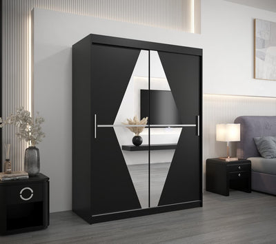 Boliwia Sliding Door Wardrobe 150cm [Black] - Lifestyle Image