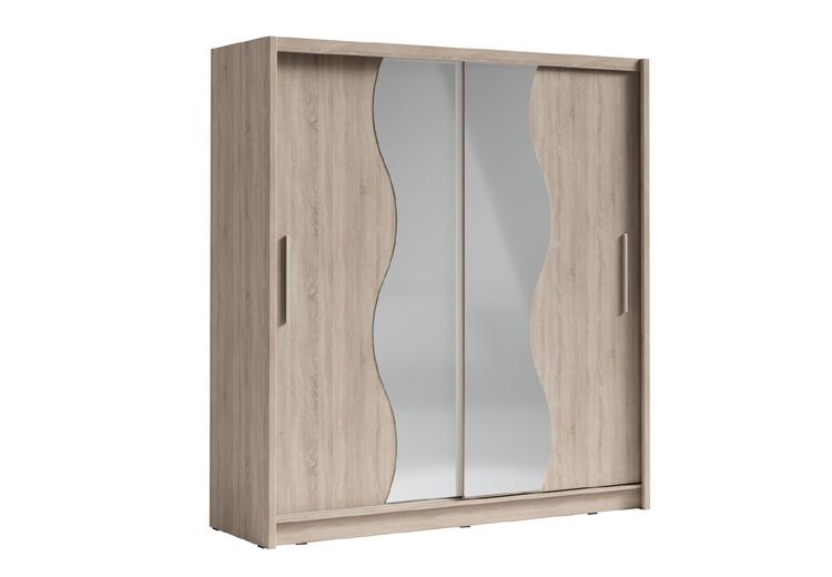 Bergamo I Sliding Door Wardrobe Bergamo 205cm [Oak] - White Background