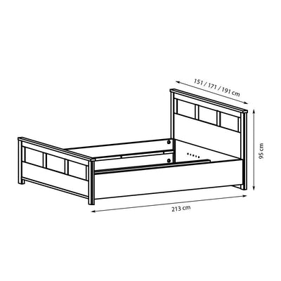 Cremona Bed with LED in 3 Sizes [Oak] - White Background 3