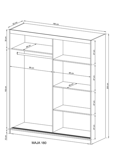 Maja VI Sliding Door Wardrobe 180cm