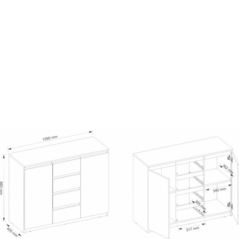 Idea ID-04 Sideboard Cabinet - Product Dimensions