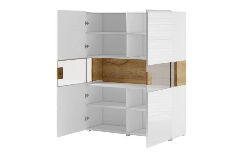 Toledo 42 Display Cabinet 122cm [Front White Gloss & San Remo Oak with White Matt Carcass] - Interior Layout