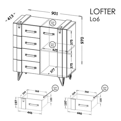 Lofter LO6 Sideboard Cabinet 90cm