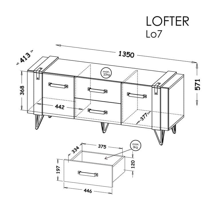Lofter LO7 TV Cabinet 135cm