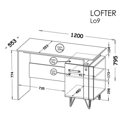 Lofter LO9 Computer Desk 120cm