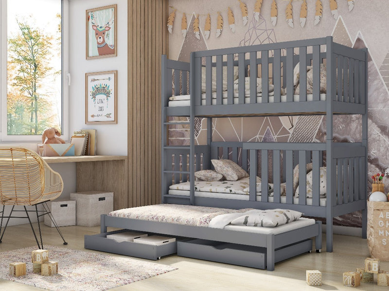 Emily Bunk Bed with Trundle and Storage [Grey] - Product Arrangement 