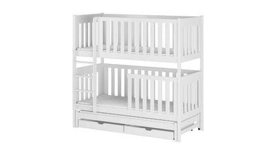 Emily Bunk Bed with Trundle and Storage [White Matt] - White Background