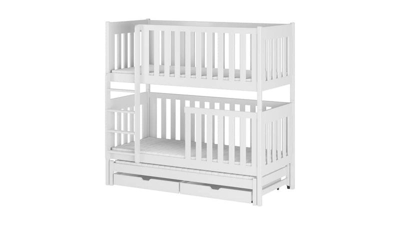 Emily Bunk Bed with Trundle and Storage [White Matt] - White Background