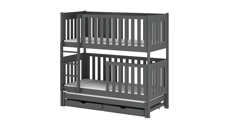 Emily Bunk Bed with Trundle and Storage [Graphite] - White Background