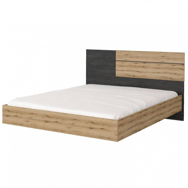 Bafra Bed 160cm [Oak] - White Background 