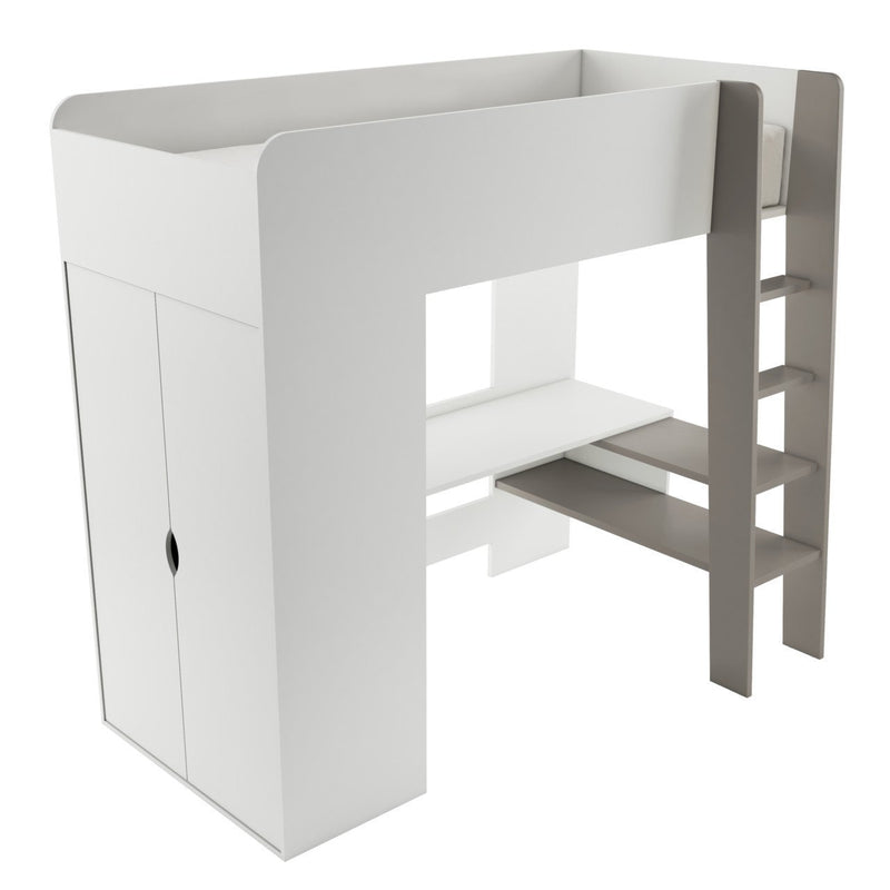 Cabin Bed Tom with Wardrobe and Desk [White] - White Background