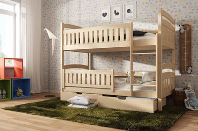 Wooden Bunk Bed Ignas with Storage [Pine] - Product Arrangement #2
