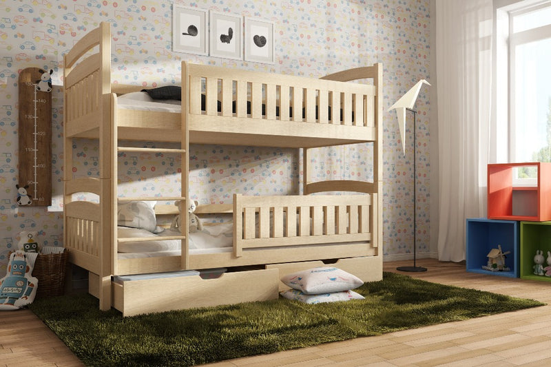 Wooden Bunk Bed Ignas with Storage [Pine] - Product Arrangement 