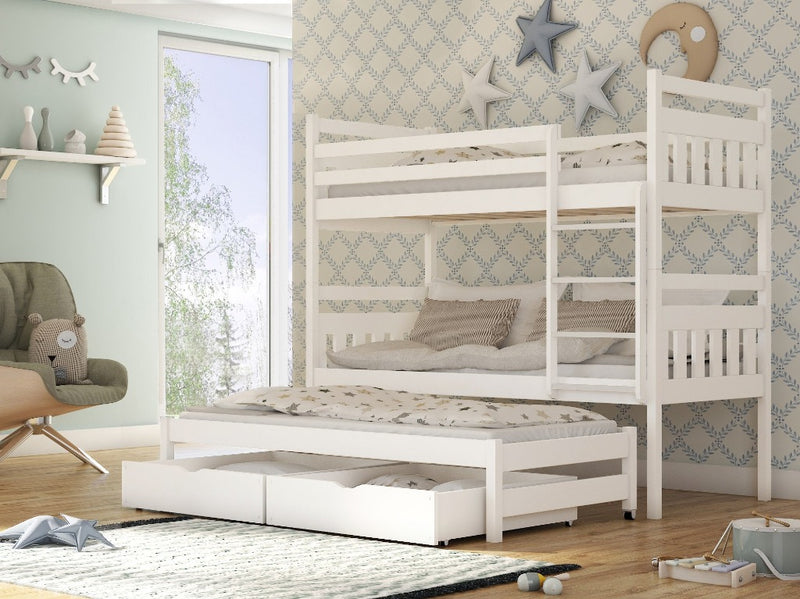 Seweryn Bunk Bed with Trundle and Storage [White] - Product Arrangement 