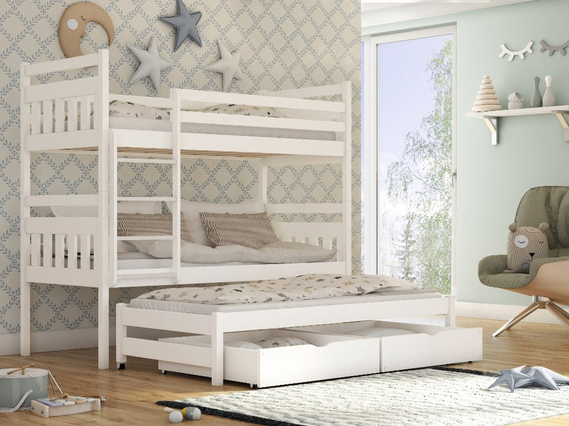 Seweryn Bunk Bed with Trundle and Storage [White] - Product Arrangement 