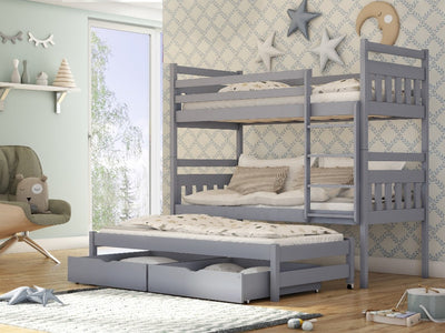 Seweryn Bunk Bed with Trundle and Storage [Grey] - Product Arrangement #1