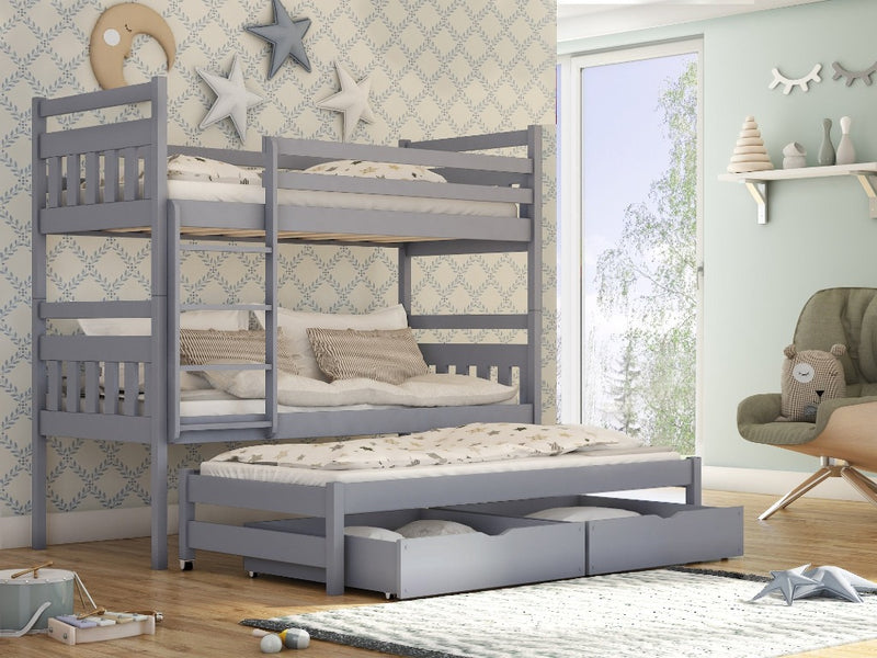 Seweryn Bunk Bed with Trundle and Storage [Grey] - Product Arrangement 