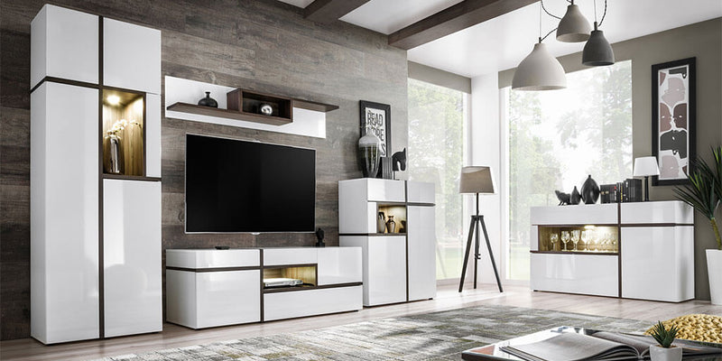 Cross TV Cabinet 150cm [White] - Lifestyle Image