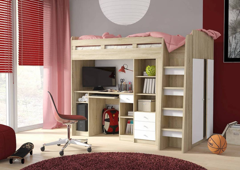 Cabin Bed Unit With Wardrobe [Oak] - Lifestyle Image