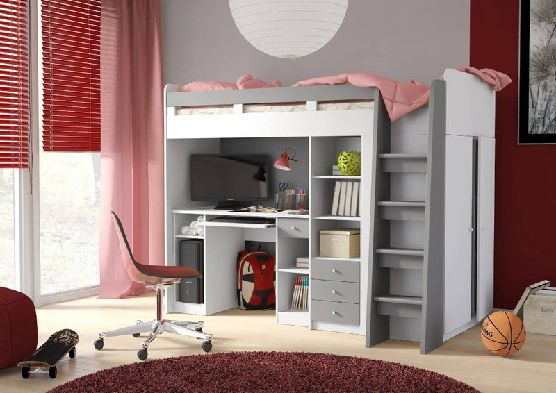 Cabin Bed Unit With Wardrobe [Grey] - Lifestyle Image