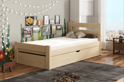 Wooden Single Bed Nela with Storage