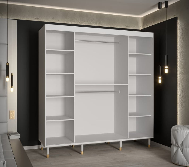 Bergen Sliding Door Wardrobe 200cm [White] - Interior Image