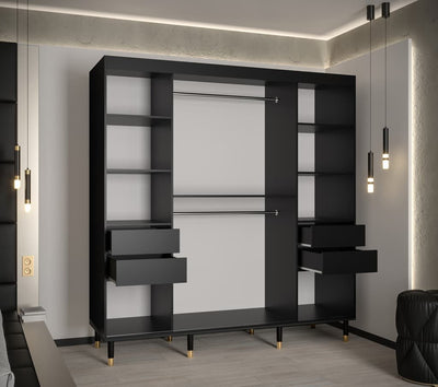 Bergen Sliding Door Wardrobe 200cm [Black] - Interior Image 2