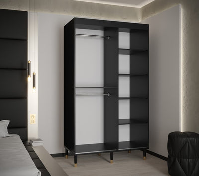 Bergen I Sliding Door Wardrobe 120cm [Black] - Interior Image