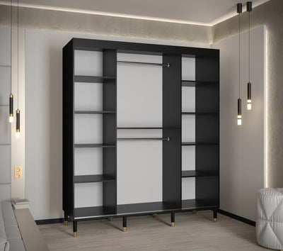 Avesta Sliding Door Wardrobe 180cm [Black] - Internal Image