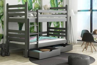 Wooden Bunk Bed Patryk with Storage [Graphite] - Product Arrangement #1